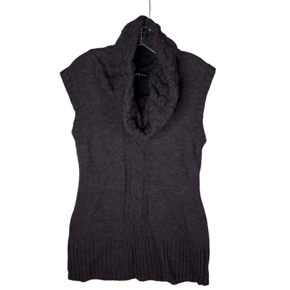 Berretti Wool Blend Cable Knit Sz Med Sweater Tunic Cowl Neck Sleeveless Womens